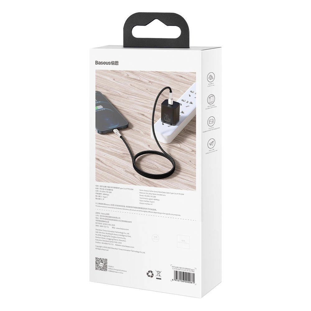 Kabel Baseus Cafule Series Metal Data USB-C / Lightning 20W PD 1 m - czarny – zdjęcie 6