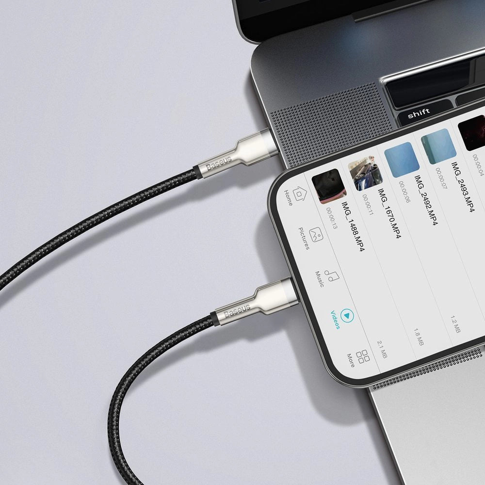 Kabel Baseus Cafule Series Metal Data USB-C / Lightning 20W PD 1 m - czarny – zdjęcie 9