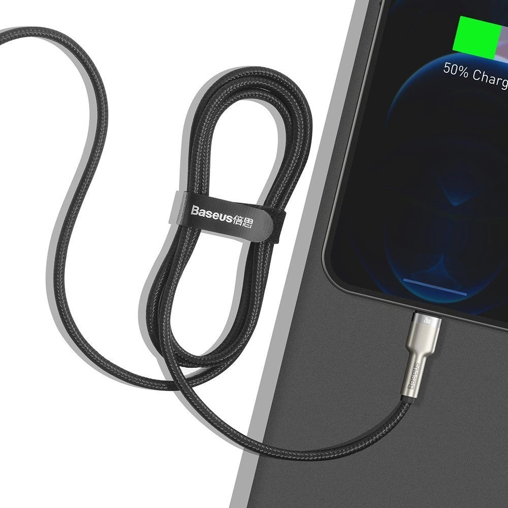 Kabel Baseus Cafule Series Metal Data USB-C / Lightning 20W PD 1 m - czarny – zdjęcie 10