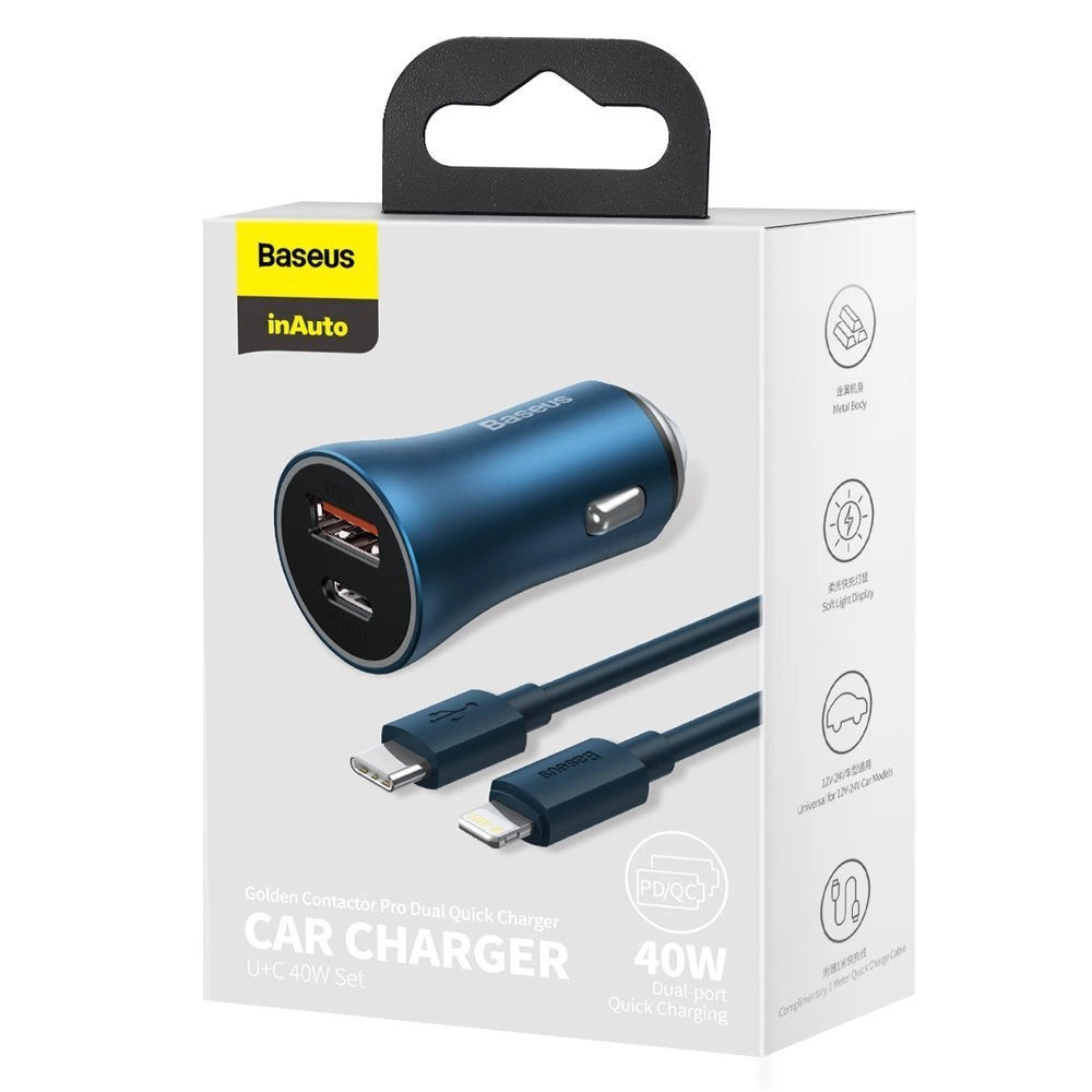 Baseus Golden Contactor Pro szybka ładowarka samochodowa USB Typ C / USB