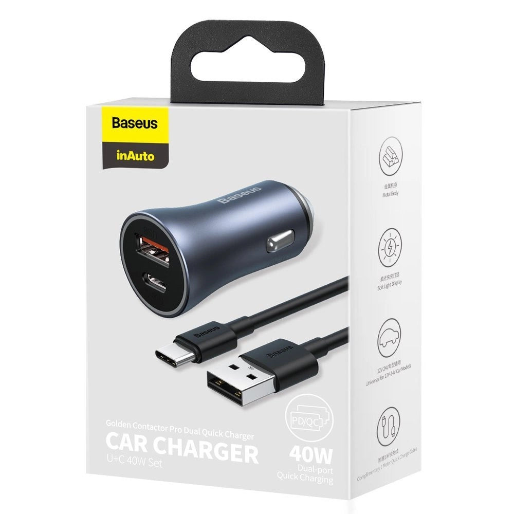 Ładowarka Baseus Golden Contactor Pro do samochodu USB-C - szara