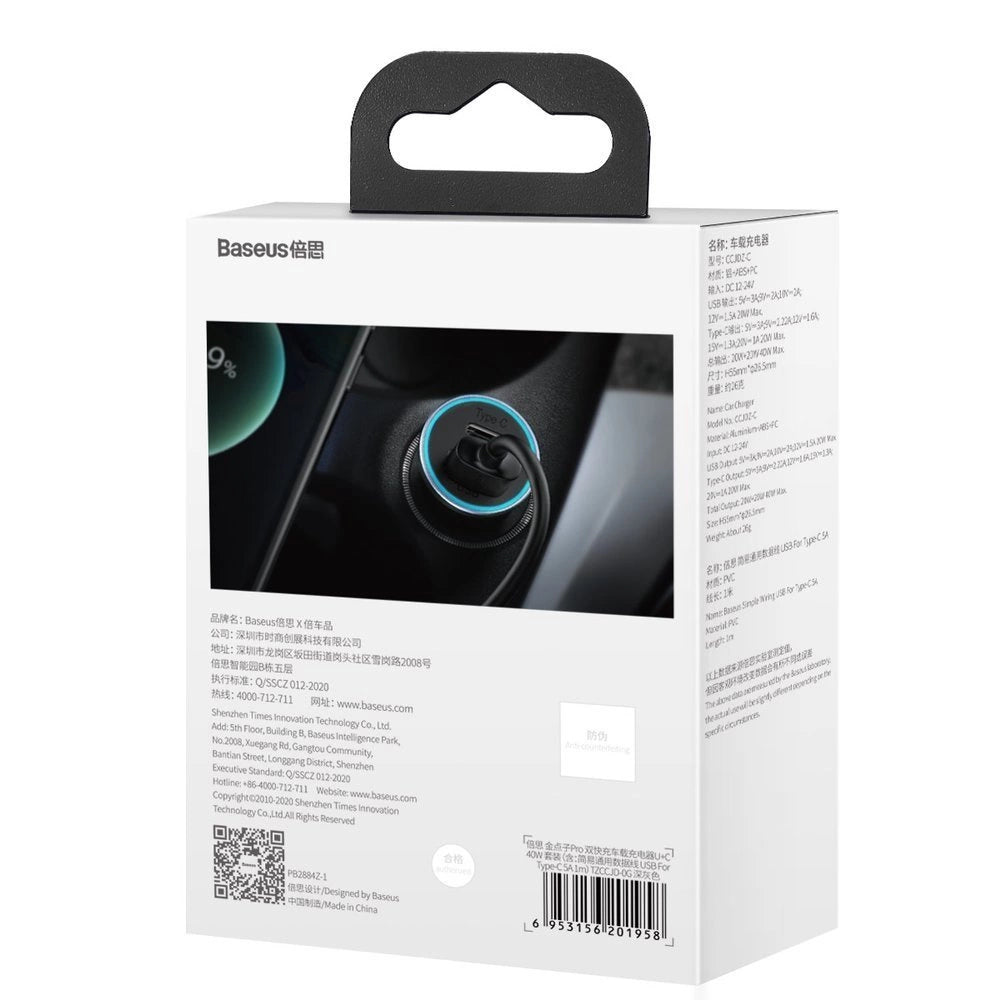 Ładowarka Baseus Golden Contactor Pro do samochodu USB-C - szara