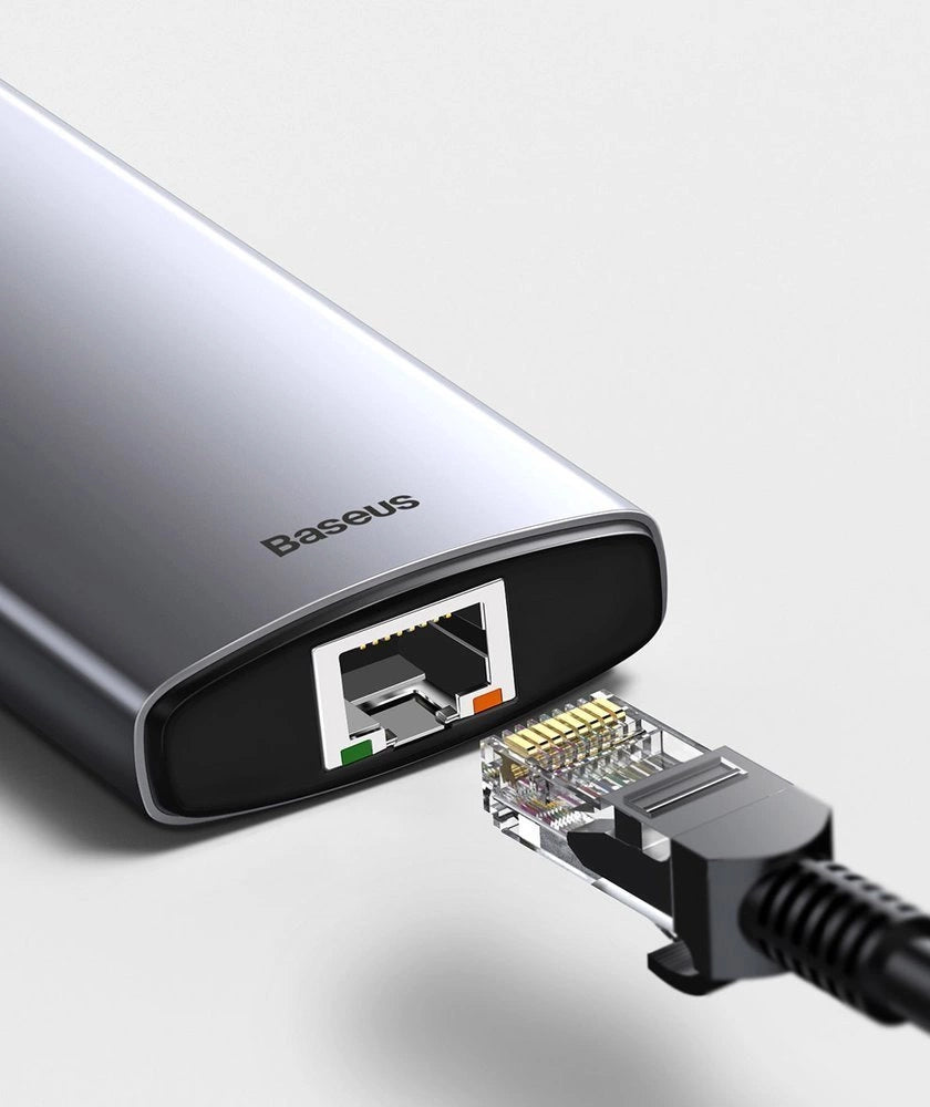 HUB Baseus Metal Gleam 6w1 USB-C - USB-C PD 100W 1x HDMI 4K 30Hz 3x USB-A 3.2 1x RJ45 - szary – zdjęcie 16