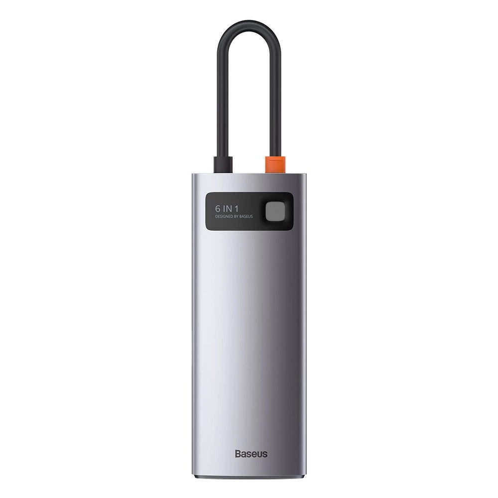 HUB Baseus Metal Gleam 6w1 USB-C - USB-C PD 100W 1x HDMI 4K 30Hz 3x USB-A 3.2 1x RJ45 - szary – zdjęcie 8