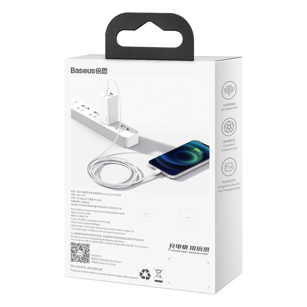 Kabel Baseus Superior Series USB-C / Lightning PD 20W 1 m - biały – zdjęcie 6