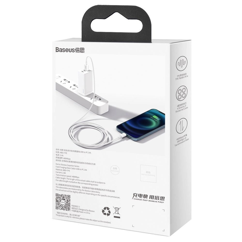 Baseus Superior kabel USB - Lightning 2,4A 1,5 m Biały (CALYS-B02) – zdjęcie 6