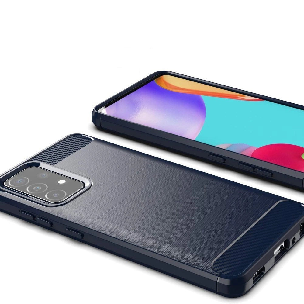Carbon Case elastyczne etui pokrowiec Samsung Galaxy A72 4G niebieski – zdjęcie 3