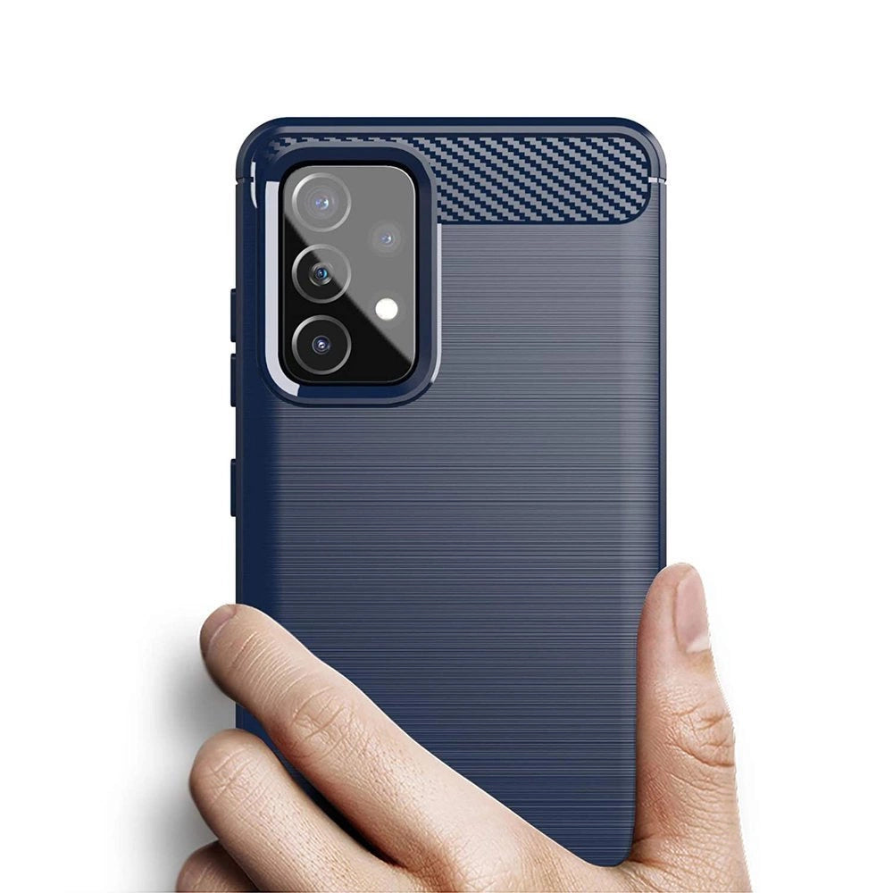 Carbon Case elastyczne etui pokrowiec Samsung Galaxy A72 4G niebieski – zdjęcie 4