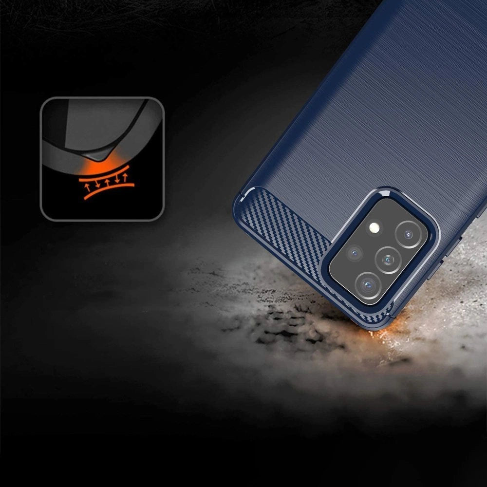 Carbon Case elastyczne etui pokrowiec Samsung Galaxy A72 4G niebieski – zdjęcie 5