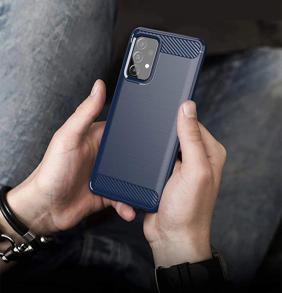 Carbon Case elastyczne etui pokrowiec Samsung Galaxy A72 4G niebieski – zdjęcie 6