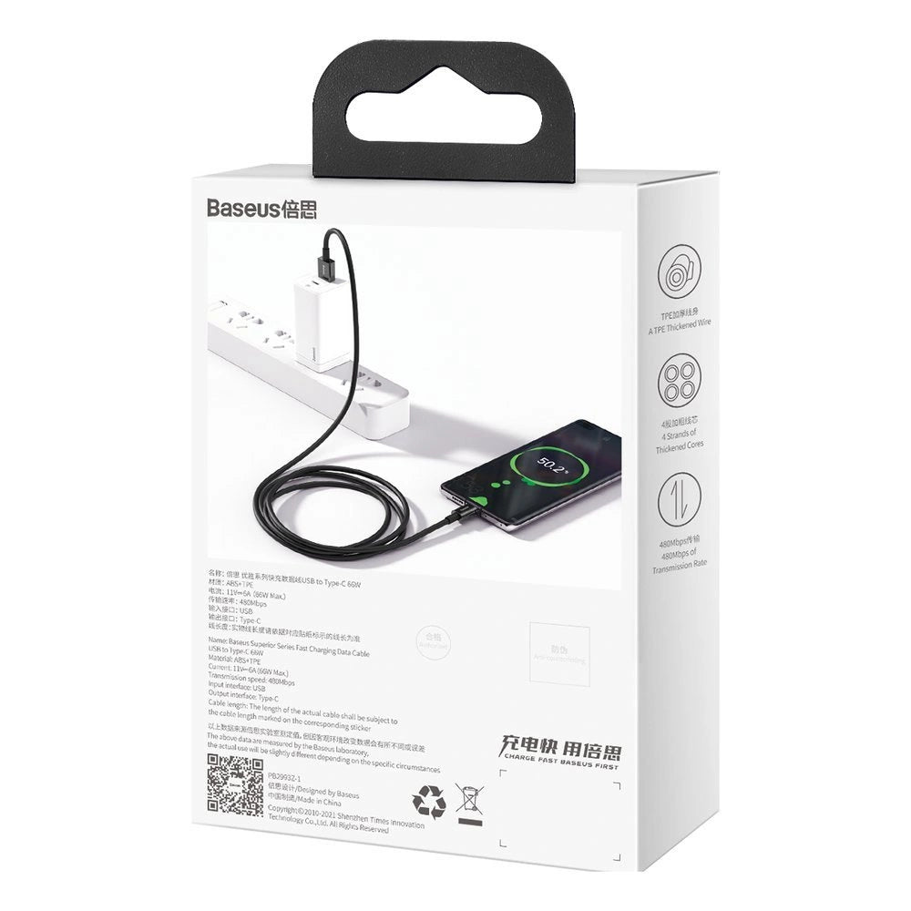 Baseus Superior kabel USB - USB Typ C 66 W (11 V / 6 A) Huawei SuperCharge