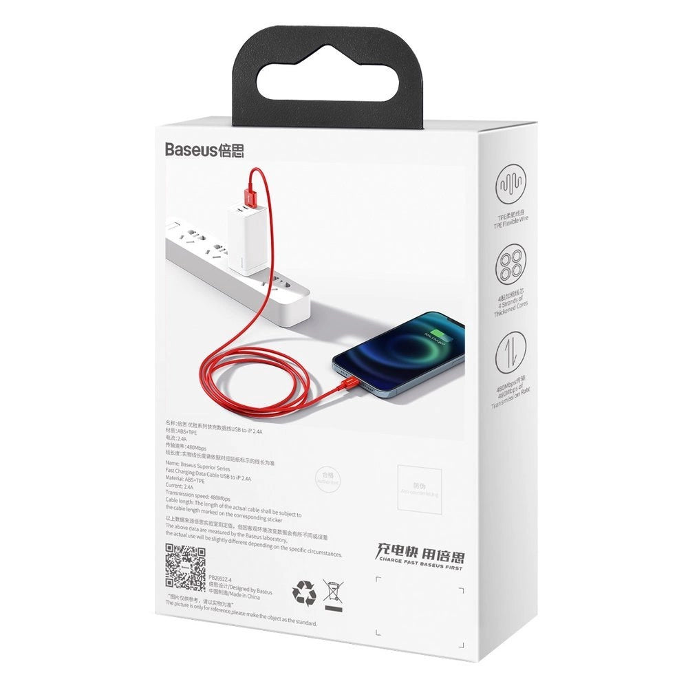 Baseus Superior kabel USB - Lightning 2,4 A 1 m czerwony (CALYS-A09) – zdjęcie 6