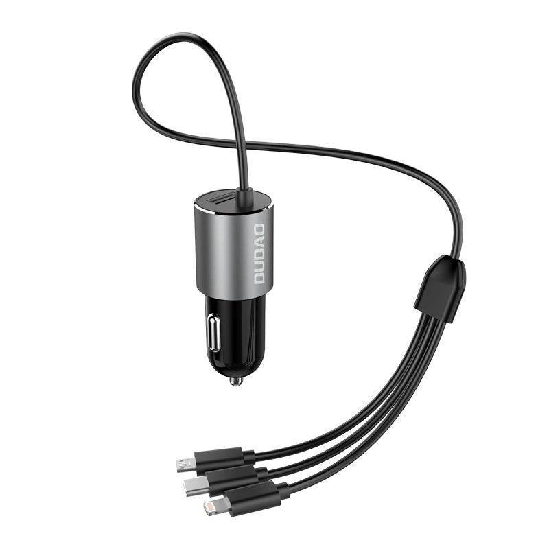 Dudao 3w1 ładowarka samochodowa USB 3,4 A wbudowany kabel Lightning / USB – zdjęcie 6