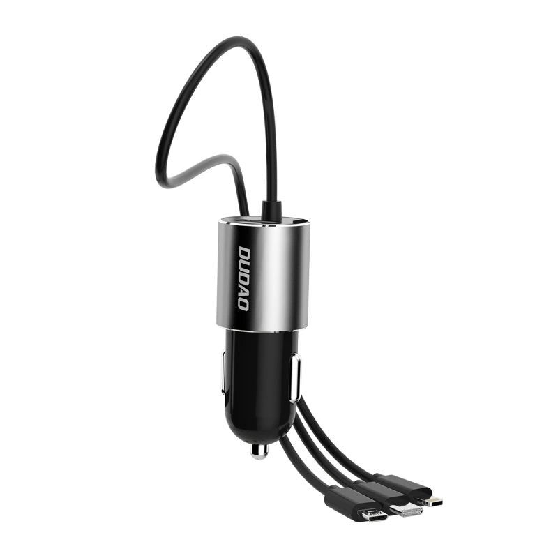 Dudao 3w1 ładowarka samochodowa USB 3,4 A wbudowany kabel Lightning / USB – zdjęcie 7