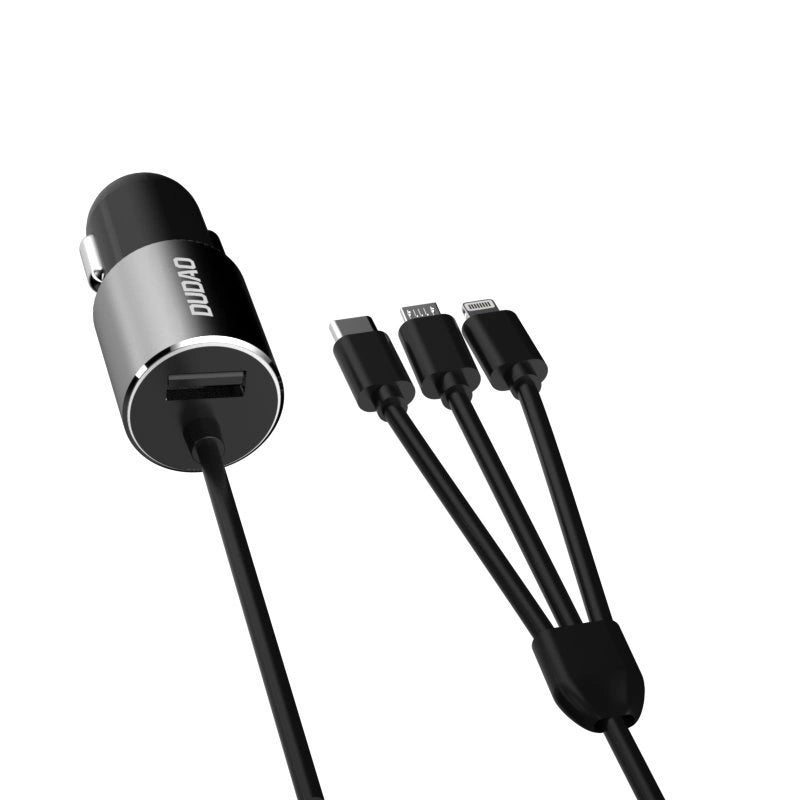 Dudao 3w1 ładowarka samochodowa USB 3,4 A wbudowany kabel Lightning / USB – zdjęcie 9