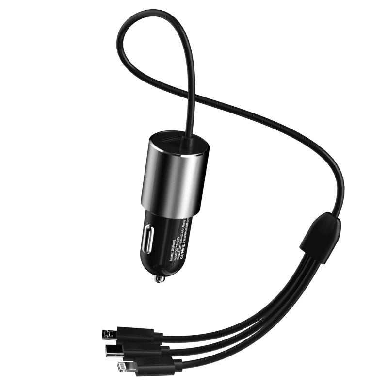 Dudao 3w1 ładowarka samochodowa USB 3,4 A wbudowany kabel Lightning / USB – zdjęcie 11