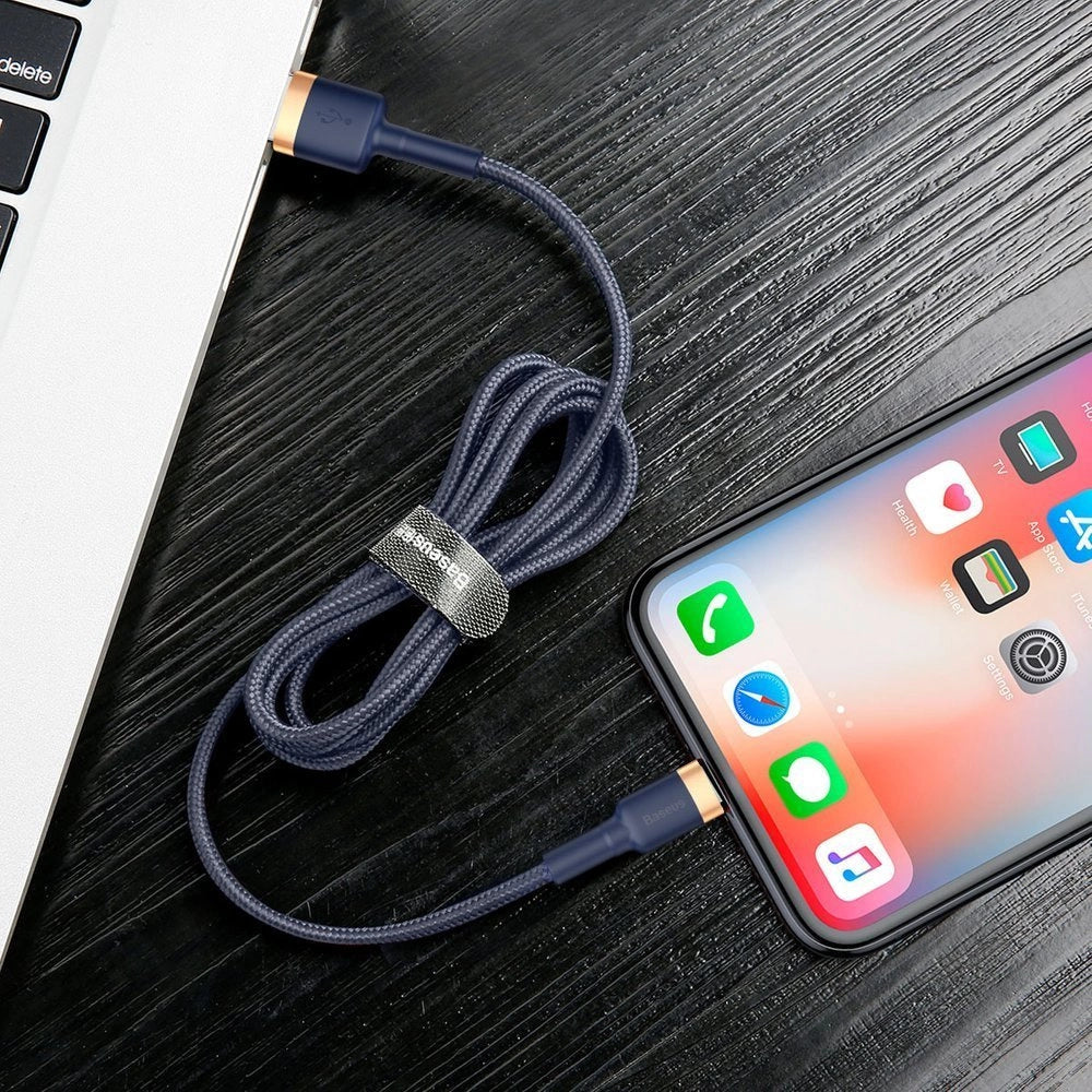 Kabel Baseus Cafule USB-A / Lightning 1.5A QC 3.0 2 m - niebiesko-złoty – zdjęcie 10
