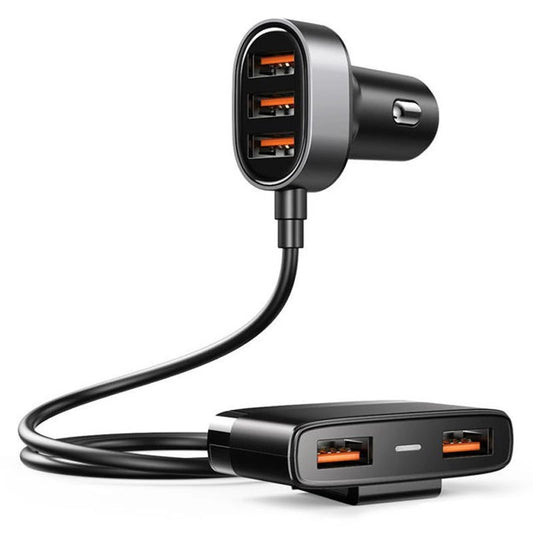 Joyroom szybka ładowarka samochodowa 5x USB 6,2 A z przedłużaczem czarny