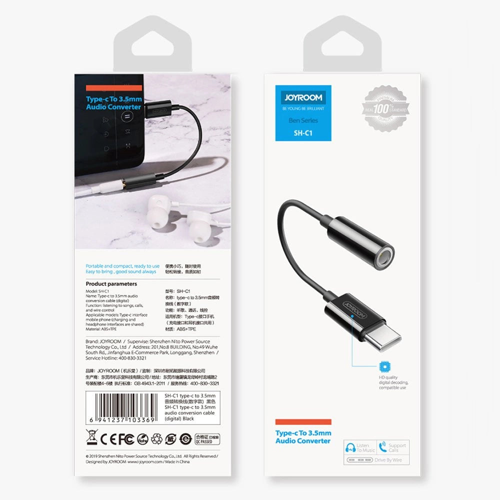 Adapter Joyroom SH-C1 słuchawkowy mini jack 3,5 mm (żeński) - biały – zdjęcie 4