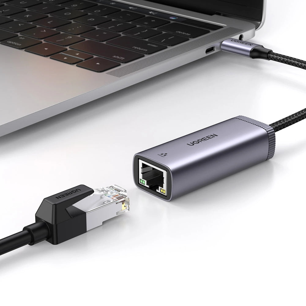 Ugreen zewnętrzna karta sieciowa USB Typ C - RJ45 1Gbps (1000Mbps) szary – zdjęcie 2