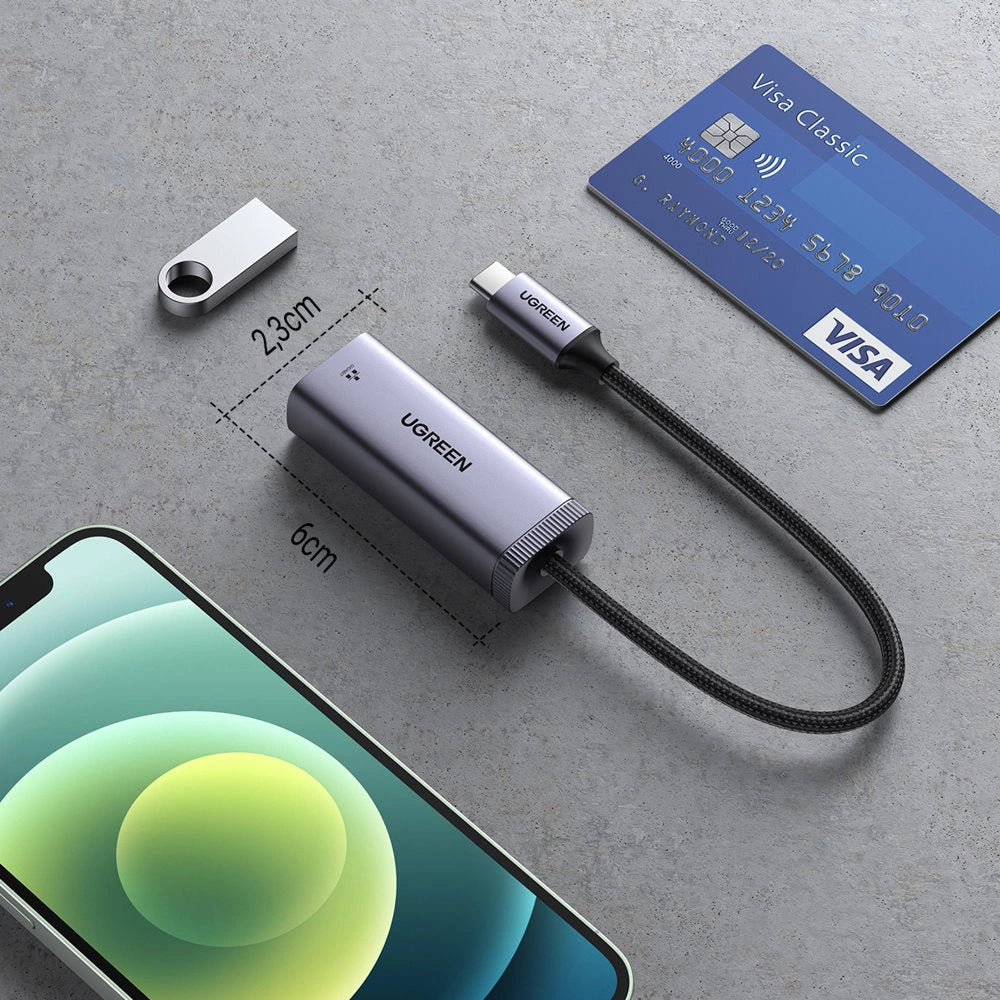 Ugreen zewnętrzna karta sieciowa USB Typ C - RJ45 1Gbps (1000Mbps) szary – zdjęcie 5