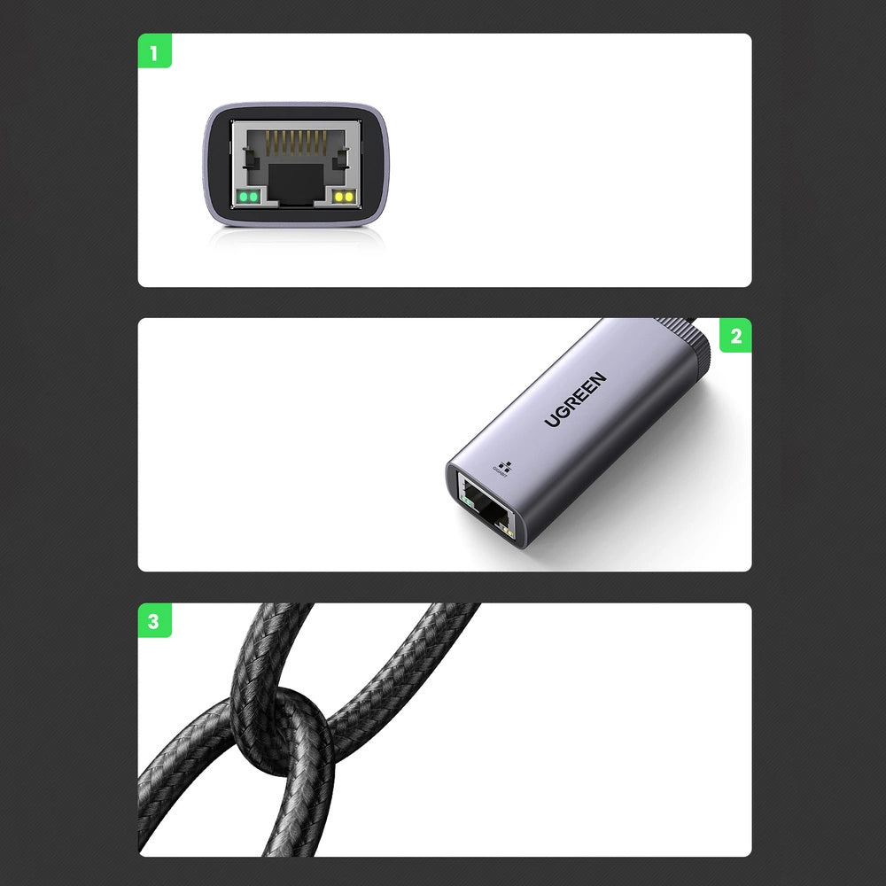 Ugreen zewnętrzna karta sieciowa USB Typ C - RJ45 1Gbps (1000Mbps) szary – zdjęcie 6