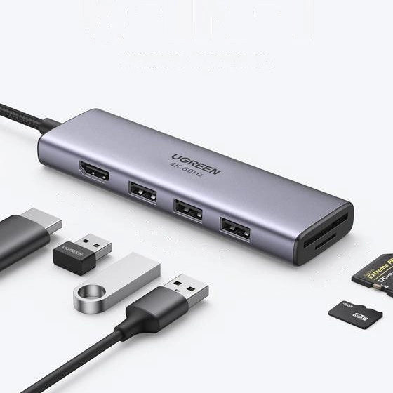 Ugreen 6w1 wielofunkcyjny HUB USB Typ C - 3x USB 3.2 Gen 1 / HDMI 4K 60Hz