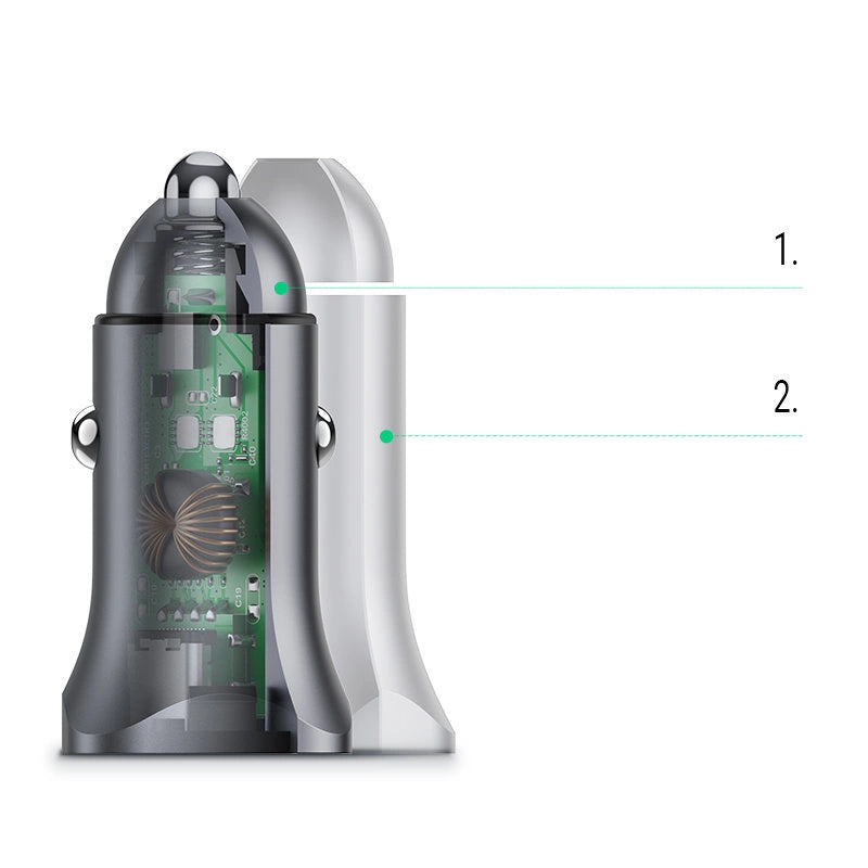 Ugreen ładowarka samochodowa USB Typ C / USB 24W Power Delivery Quick