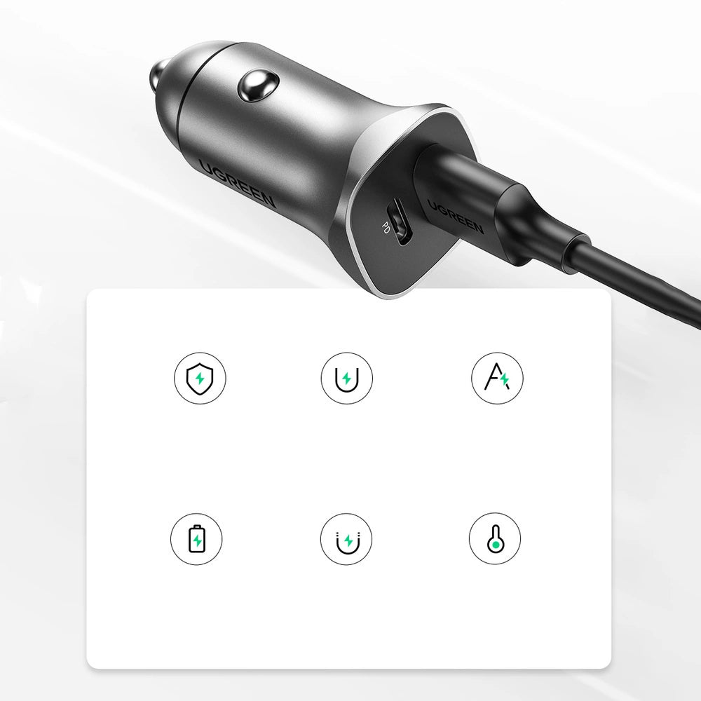 Ugreen ładowarka samochodowa USB Typ C / USB 24W Power Delivery Quick