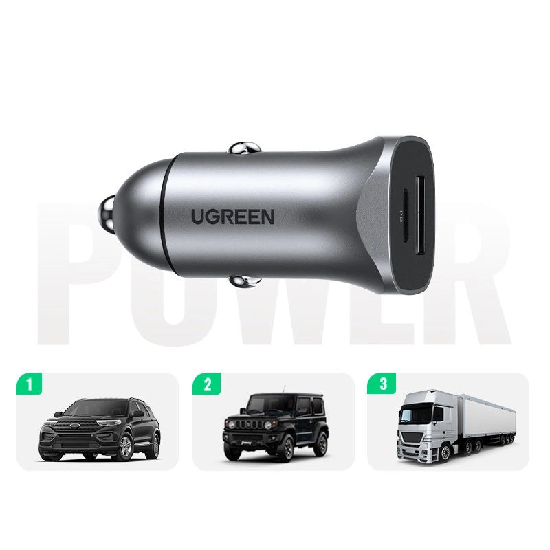 Ugreen ładowarka samochodowa USB Typ C / USB 24W Power Delivery Quick