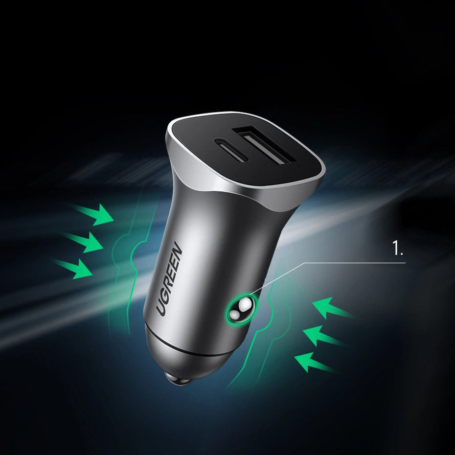 Ugreen ładowarka samochodowa USB Typ C / USB 24W Power Delivery Quick