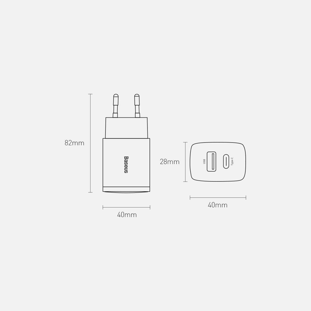 Baseus Compact szybka ładowarka sieciowa USB / USB Typ C 20W 3A Power