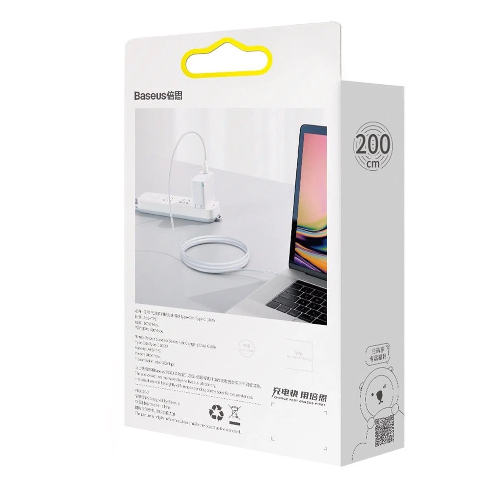 Kabel Baseus CATYS-C02 USB-C - USB-C PD QC FCP 100W 5A 2m - biały