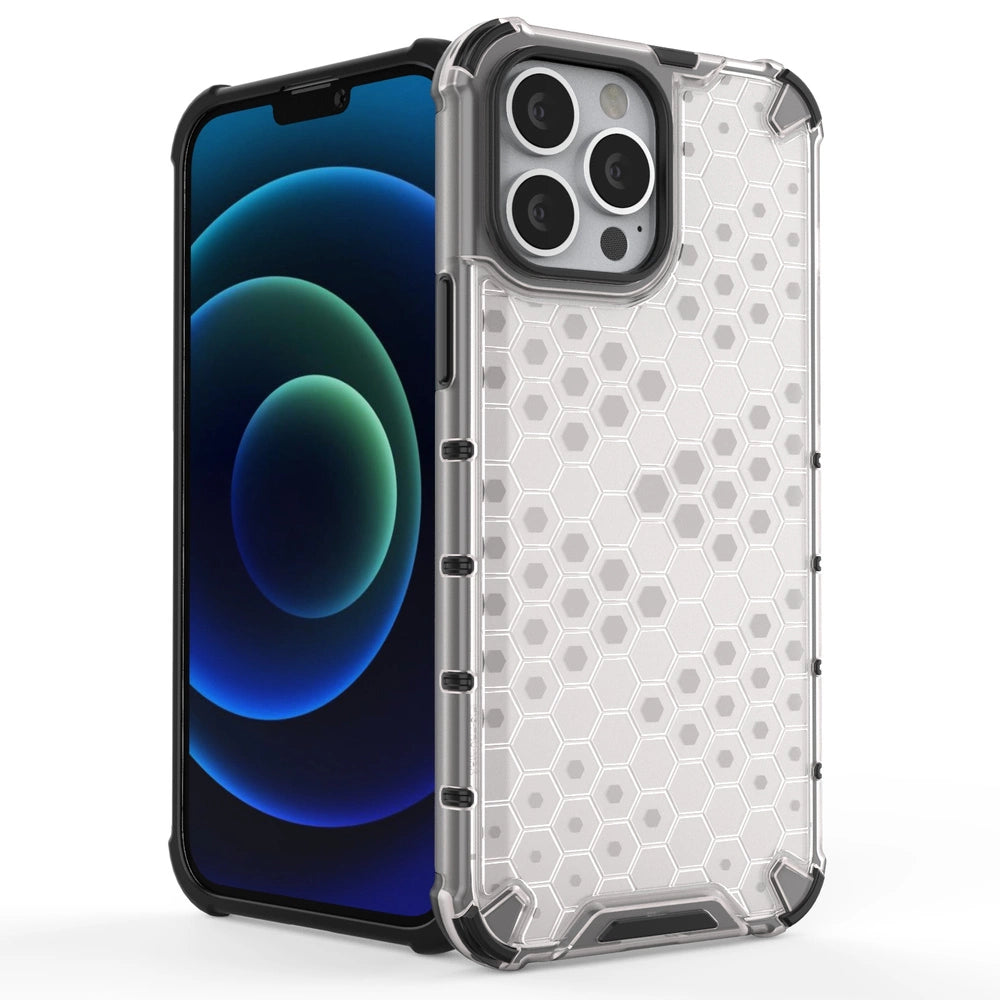 Honeycomb etui pancerny pokrowiec z żelową ramką iPhone 13 Pro Max czerwony – zdjęcie 3