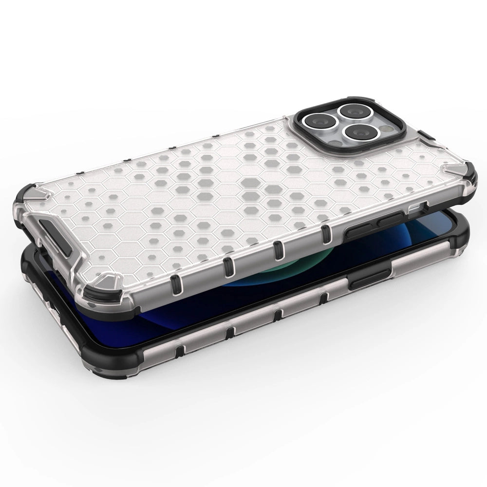 Honeycomb etui pancerny pokrowiec z żelową ramką iPhone 13 Pro Max czerwony – zdjęcie 4