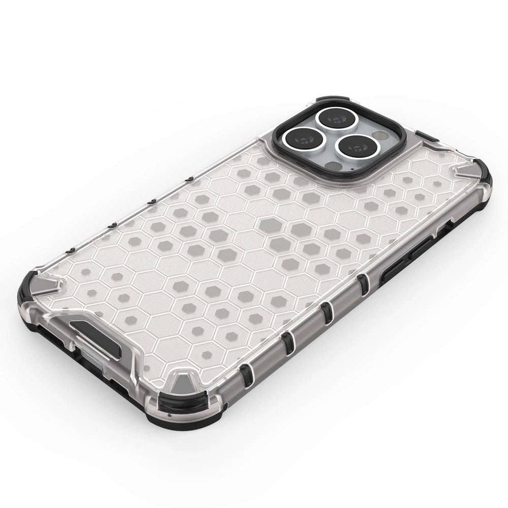 Honeycomb etui pancerny pokrowiec z żelową ramką iPhone 13 Pro niebieski – zdjęcie 5