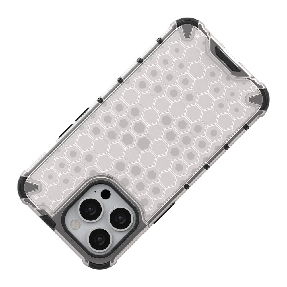 Honeycomb etui pancerny pokrowiec z żelową ramką iPhone 13 Pro niebieski – zdjęcie 7