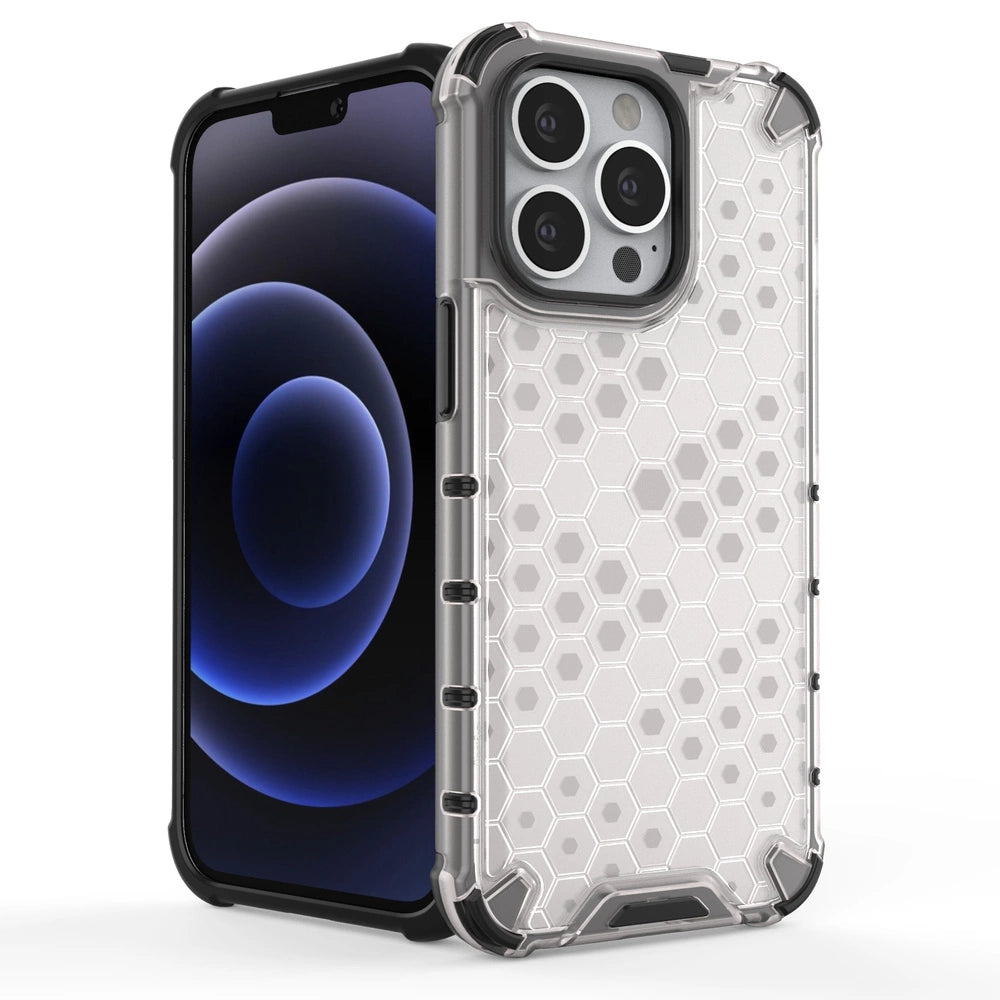 Honeycomb etui pancerny pokrowiec z żelową ramką iPhone 13 Pro czerwony – zdjęcie 3