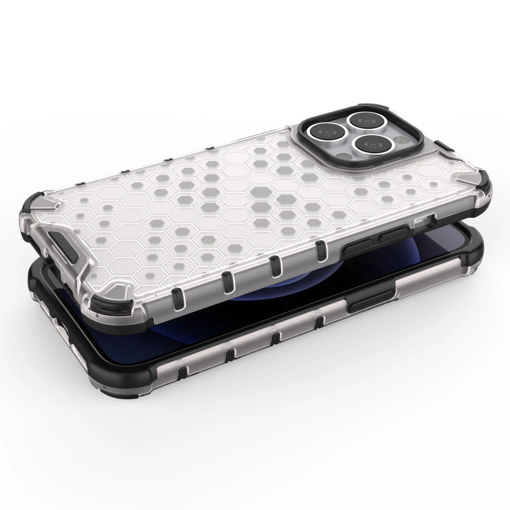 Honeycomb etui pancerny pokrowiec z żelową ramką iPhone 13 Pro czerwony – zdjęcie 4