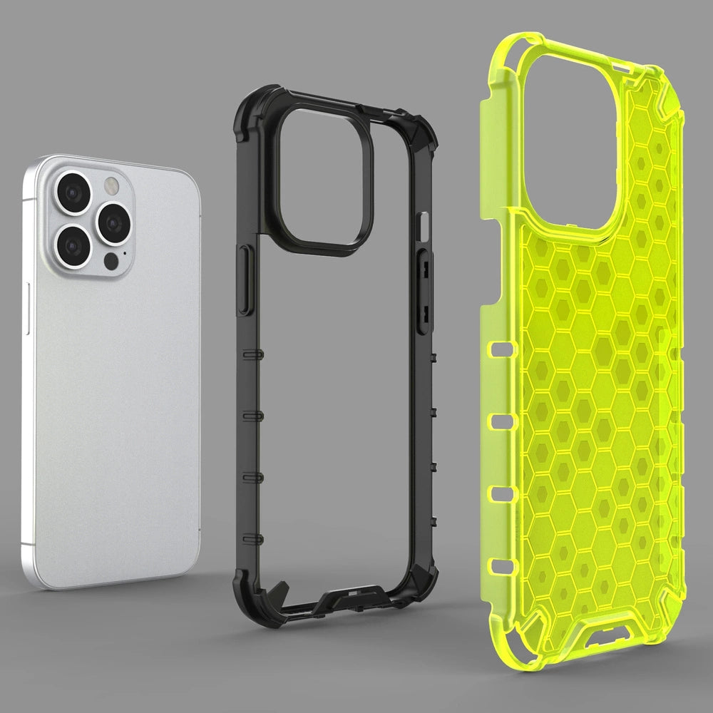 Honeycomb etui pancerny pokrowiec z żelową ramką iPhone 13 Pro czerwony – zdjęcie 6