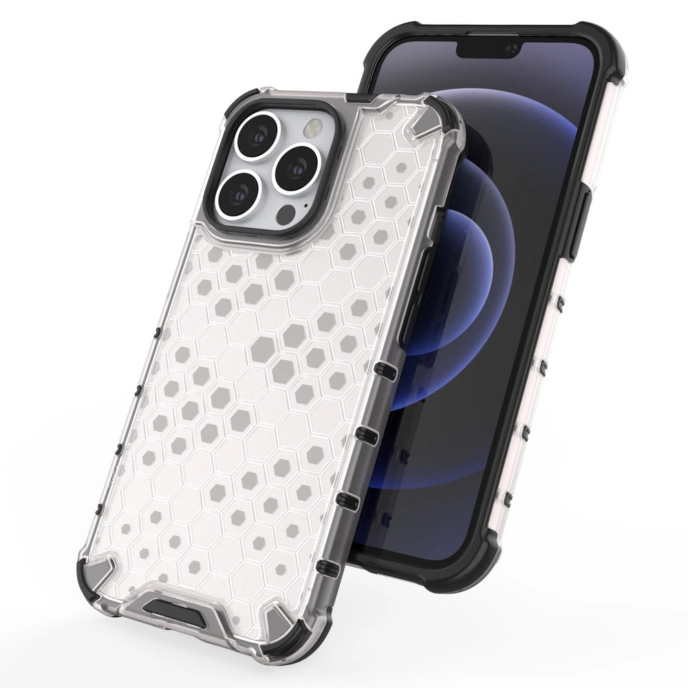 Honeycomb etui pancerny pokrowiec z żelową ramką iPhone 13 Pro czerwony – zdjęcie 8