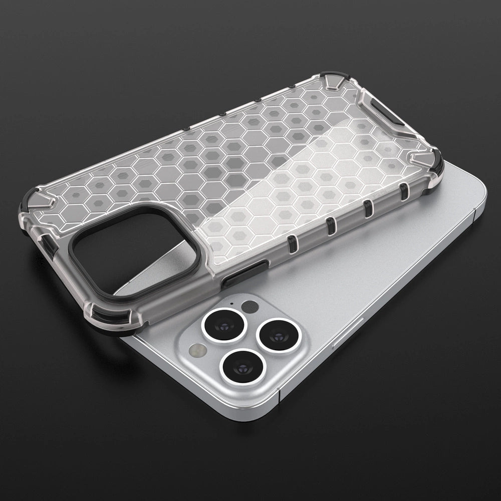 Honeycomb etui pancerny pokrowiec z żelową ramką iPhone 13 Pro czerwony – zdjęcie 9