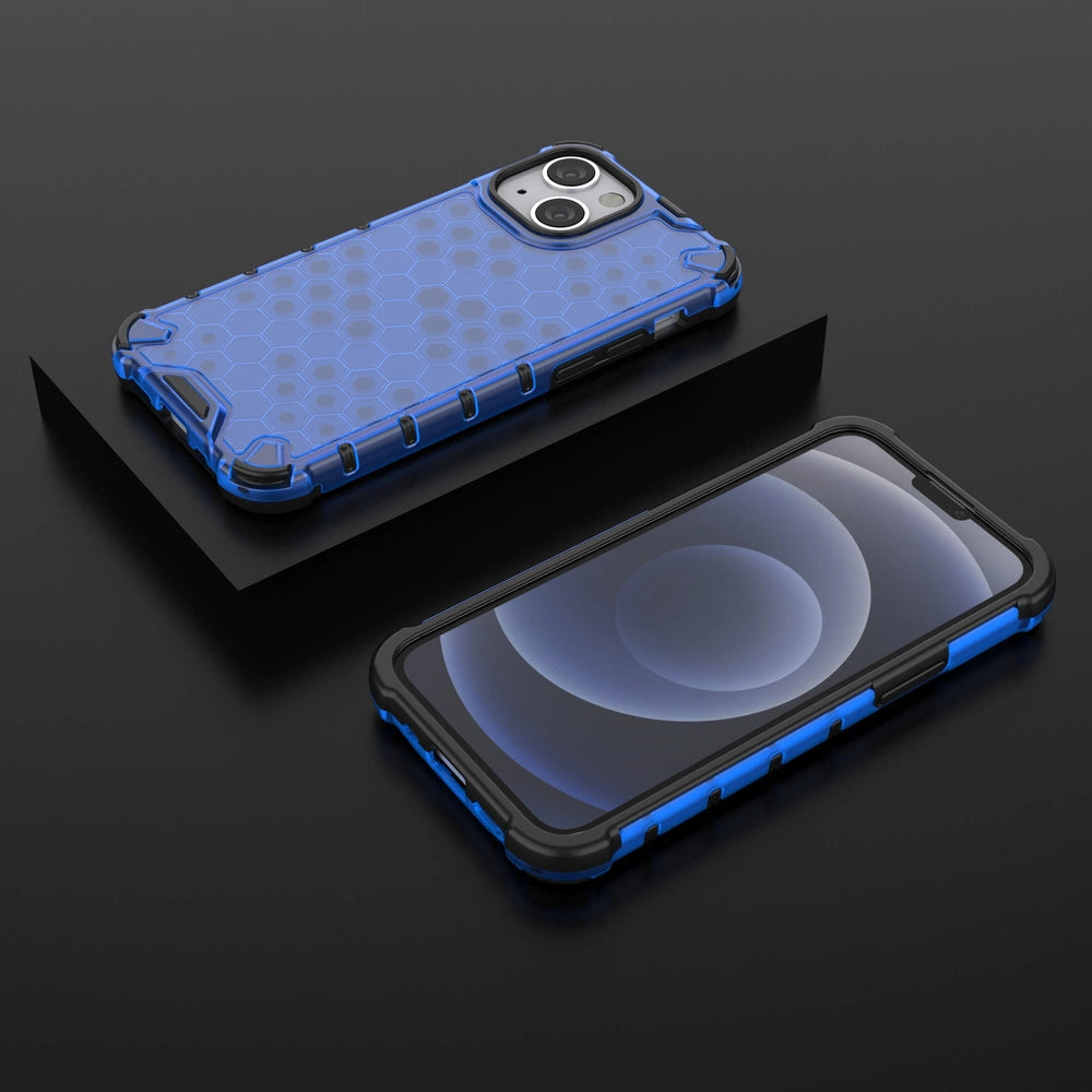 Honeycomb etui pancerny pokrowiec z żelową ramką iPhone 13 mini niebieski – zdjęcie 13