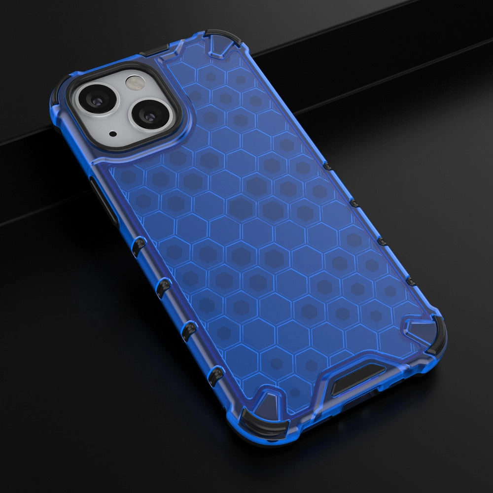 Honeycomb etui pancerny pokrowiec z żelową ramką iPhone 13 mini niebieski – zdjęcie 14