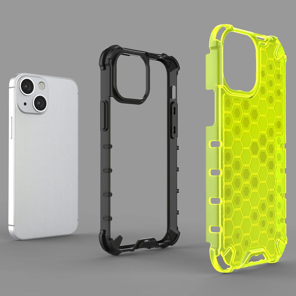 Honeycomb etui pancerny pokrowiec z żelową ramką iPhone 13 mini niebieski – zdjęcie 6