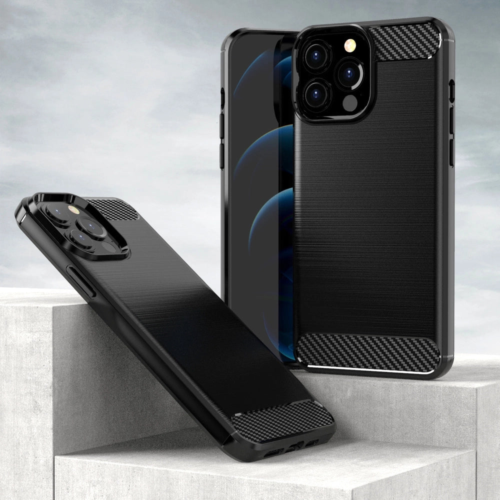 Carbon Case elastyczne etui pokrowiec iPhone 13 Pro Max czarny – zdjęcie 3