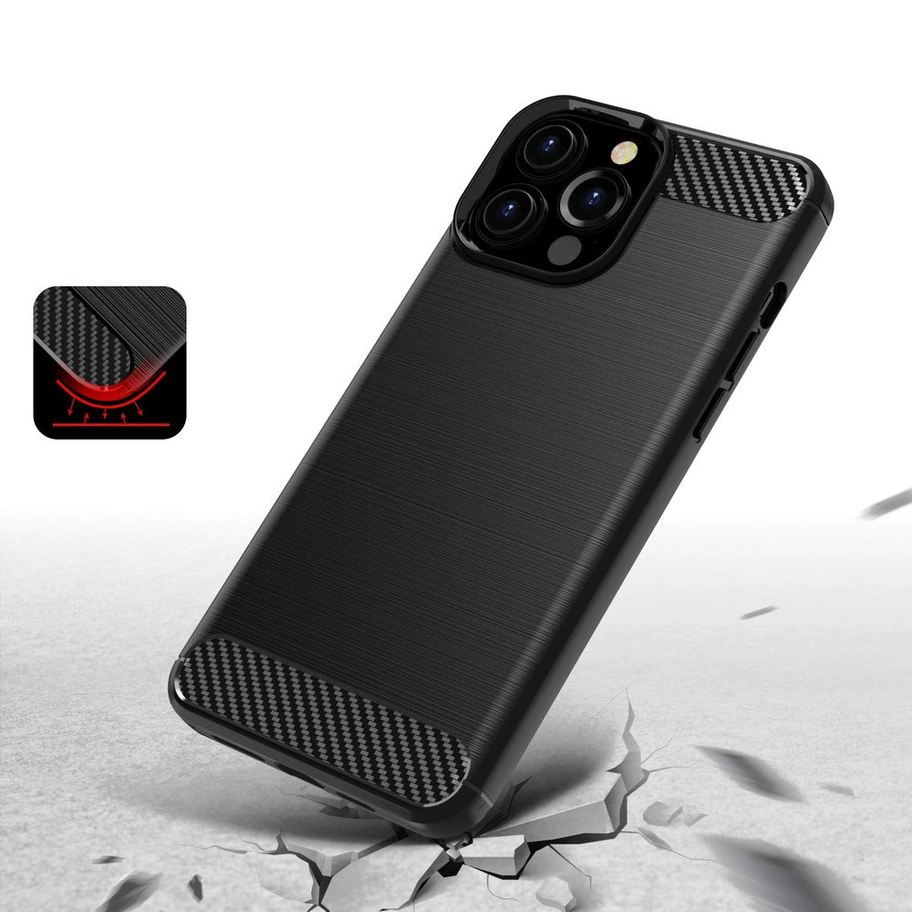 Carbon Case elastyczne etui pokrowiec iPhone 13 Pro Max czarny – zdjęcie 4