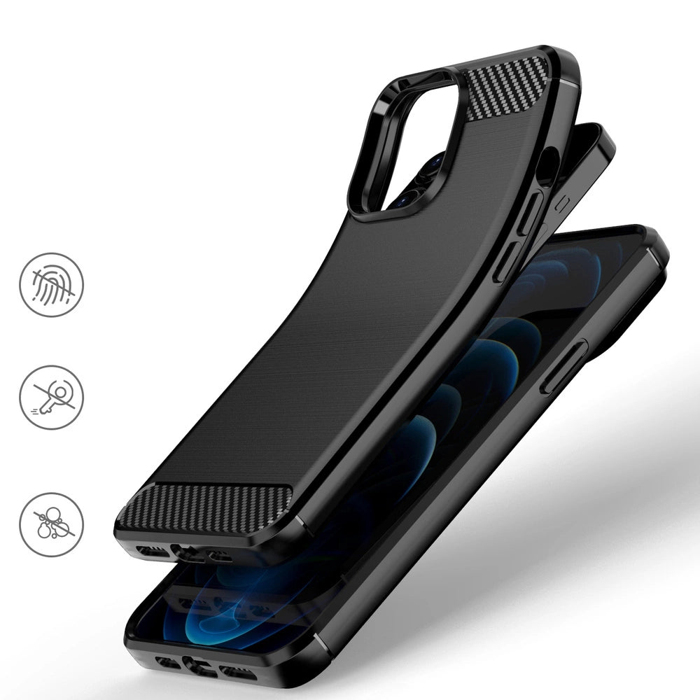 Carbon Case elastyczne etui pokrowiec iPhone 13 Pro Max czarny – zdjęcie 5