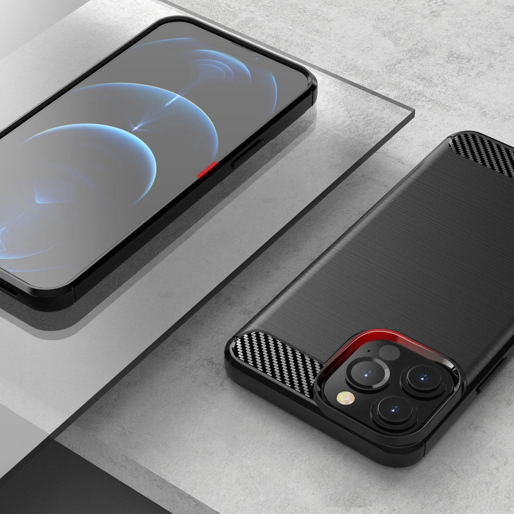 Carbon Case elastyczne etui pokrowiec iPhone 13 Pro Max czarny – zdjęcie 6