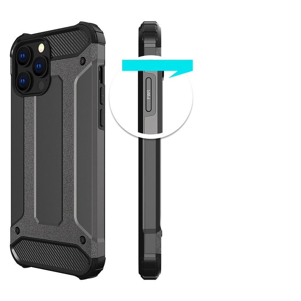 Hybrid Armor pancerne hybrydowe etui pokrowiec iPhone 13 Pro czarny – zdjęcie 4